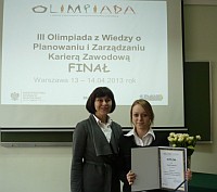 Mamy finalistkę III Ogólnopolskiej Olimpiady z Wiedzy o Planowaniu i Zarządzaniu Kariera Zawodową.